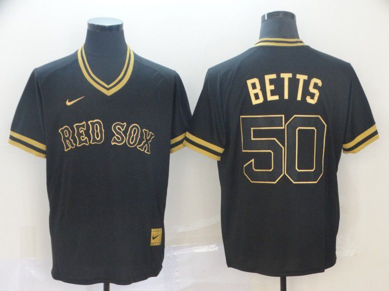 Cheap Men Boston Red Sox 50 Betts Black gold Game Nike 2022 MLB Jersey